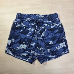 NFQ Mens Athletic Shorts Camouflage Blue Drawstring Waist Pockets Large